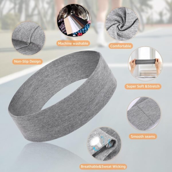 Headbands for Women Non Slip - 7PCS Fashion Sports Hair Bands for Women's Hair, Soft Cotton Cloth Stretchy Headbands for Women for Workout Yoga Running - Image 5