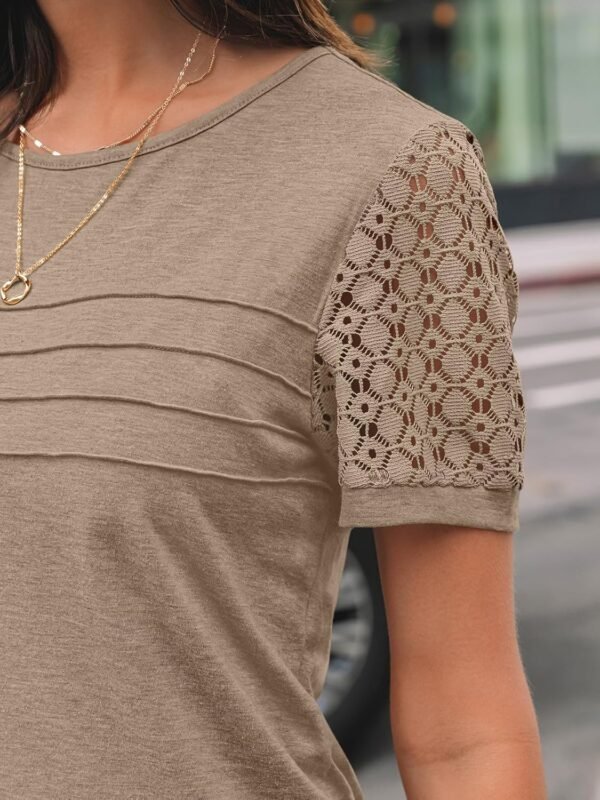 AUTOMET Women's Short Sleeve Shirts Dressy Lace Summer Tops 2025 Spring Trendy Casual T-Shirts Cute Work Outfits Blouses - Image 5