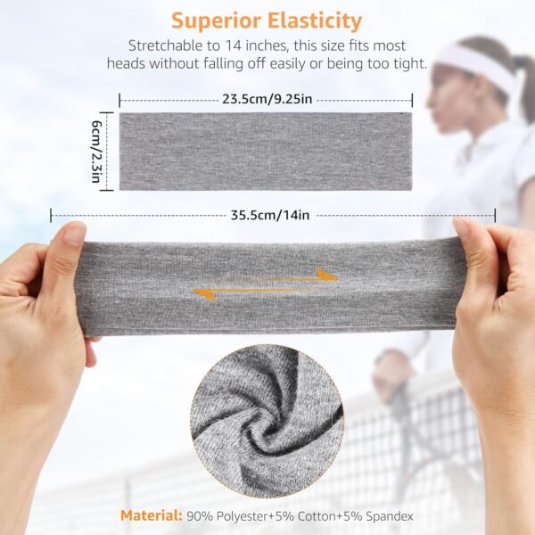 Headbands for Women Non Slip - 7PCS Fashion Sports Hair Bands for Women's Hair, Soft Cotton Cloth Stretchy Headbands for Women for Workout Yoga Running - Image 2