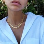Herringbone Necklace for Women,Dainty Gold Necklace,14k Gold Plated Snake,Gold Chain Choker Necklaces,Simple Gold Layered Necklaces,Gold Jewelry Gift for Women - Image 3