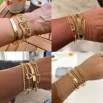 Reoxvo 14K Gold Plated Bangle Cuff Bracelets for Women Non Tarnish Gold Bracelet Stack Jewelry Set for Women Trendy - Image 2