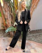 LookbookStore 2 Piece Pant Suits for Women Dressy Blazer High Waisted Straight Leg Pants Sets Business Casual Outfits - Image 5