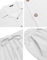 COOFANDY Men 2 Piece Linen Outfit Beach Button Down Shirt Casual Loose Pant Sets - Image 5
