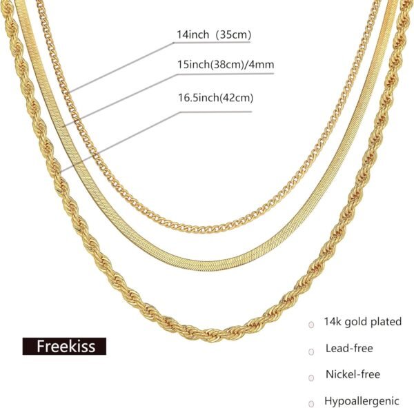 Herringbone Necklace for Women,Dainty Gold Necklace,14k Gold Plated Snake,Gold Chain Choker Necklaces,Simple Gold Layered Necklaces,Gold Jewelry Gift for Women - Image 7