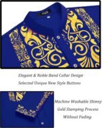 Mens African 2 Piece Sets Dashiki Metallic Traditional Suit Gold Stamp Printed Shirt and Pants Outfit - Image 5