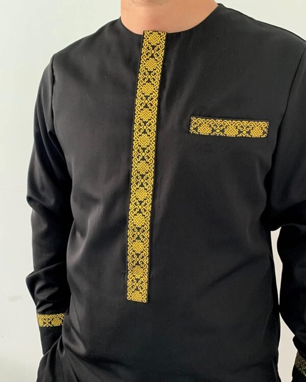 Men's African Dashiki Formal Suit Long Sleeve Shirt and Pant Two Piece Set Traditional Tribal Outfits - Image 4