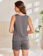 Ekouaer 2 Pack Womens Pajamas Set Casual Sleepwear Soft Pj Sets Tank Top and Shorts Loungewear for Summer,S-XXL - Image 4