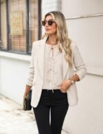 Blooming Jelly Women's Dressy Casual Blouses Business Work Tops Tie Front Long Sleeve Shirts 2025 Fall Outfits - Image 3