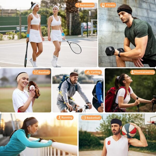Headbands for Women Non Slip - 7PCS Fashion Sports Hair Bands for Women's Hair, Soft Cotton Cloth Stretchy Headbands for Women for Workout Yoga Running - Image 4