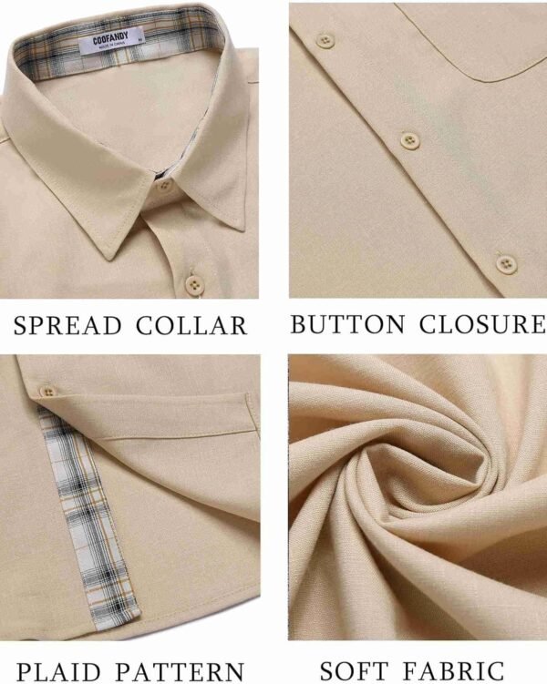COOFANDY Men's Button Down Shirts Short Sleeve Casual Shirts Summer Beach Shirts Vacation Wedding Shirts with Pocket - Image 5