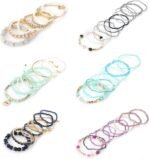 LOYALLOOK 6 Sets Bohemian Stackable Bead Bracelets for Women Stretch Bohemian Style Stretch Multilayered Boho Bracelet Set - Image 5