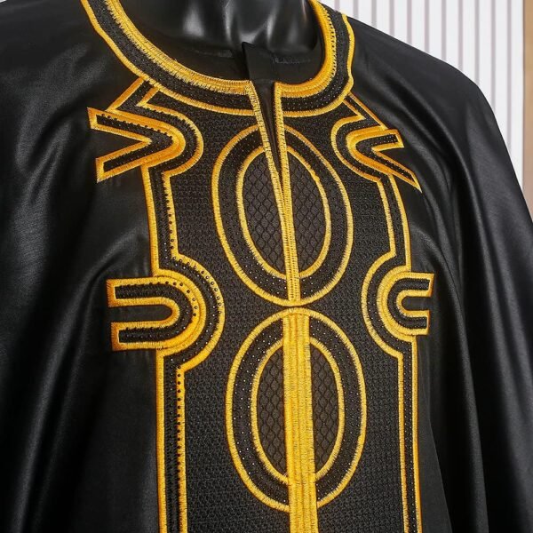 HD African Attire for Man Fashion Rhinestone Agbada Suit Boubou Caftan Pants 3 Pieces Clothes Set - Image 2