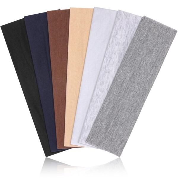 Headbands for Women Non Slip - 7PCS Fashion Sports Hair Bands for Women's Hair, Soft Cotton Cloth Stretchy Headbands for Women for Workout Yoga Running - Image 1