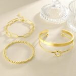 Reoxvo 14K Gold Plated Bangle Cuff Bracelets for Women Non Tarnish Gold Bracelet Stack Jewelry Set for Women Trendy - Image 3
