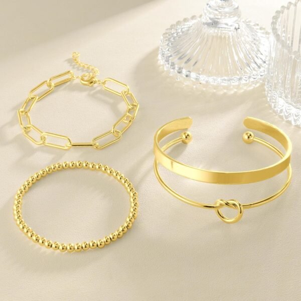 Reoxvo 14K Gold Plated Bangle Cuff Bracelets for Women Non Tarnish Gold Bracelet Stack Jewelry Set for Women Trendy - Image 3
