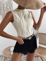 Verdusa Women's Sleeveless Mock Neck Textured Tank Top Corporate Business Office Outfits Trendy 2025 - Image 6