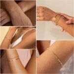 DEARMAY Gold Bracelets for Women Waterproof, 14K Real Gold Jewelry Sets Trendy Thin Dainty Stackable Cuban Link Paperclip Chain Bracelet Pack Fashion Accessories Gifts for Womens - Image 4