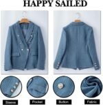 Happy Sailed Womens Tweed Blazers Casual Long Sleeve Double Breasted Open Front Blazer Jackets Work Suits - Image 6