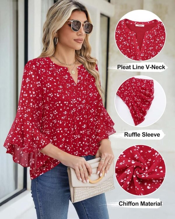 Timeson Women's 3/4 Sleeve Tops Dressy Casual Business Work Blouses Chiffon Office Shirts - Image 4