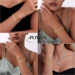 Gold Bracelets for Women,Dainty Bracelets Set for Women Trendy, Gold Bracelets Stack With Beaded, Cuban, Paperclip, Heart, Snake, Rope, Pearl, Cross, Hand Chain, Silver Jewelry Gifts for Women - Image 3