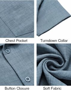 COOFANDY Mens Button Down Short Sleeve Shirt Casual Shirts Summer Beach Textured Shirts with Pocket - Image 5