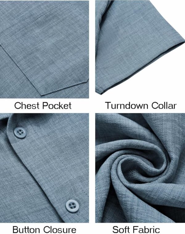 COOFANDY Mens Button Down Short Sleeve Shirt Casual Shirts Summer Beach Textured Shirts with Pocket - Image 5