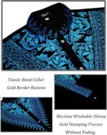 Mens African 2 Piece Set Metallic Traditional Suit Gold Stamp Printed African Dashiki Shirt and Pants Outfit - Image 5