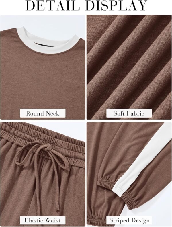 MASCOMODA Womens 2 Piece Outfits 2025 Summer Tracksuit Sets Short Sleeve Tops Travel Long Pants Jogger Lounge Set - Image 5