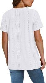 SAMPEEL Womens Summer Tops Trendy 2025 Eyelet Crossed V Neck T Shirts Loose Casual Short Sleeve Tshirts Shirts Fashion - Image 5