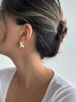 PAVOI 14K Gold Plated 925 Sterling Silver Post Teardrop Chunky Hoop Earrings - Lightweight Drop Earrings for Women - Designer Dupe - Image 4