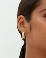 PAVOI 14K Gold Plated 925 Sterling Silver Post Teardrop Chunky Hoop Earrings - Lightweight Drop Earrings for Women - Designer Dupe - Image 2