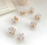 10 Pcs Small Mini Pearl Claw Clips with Flower Design, Sweet Artificial Bangs Clips Decorative Hair Accessories for Women Girls - Image 2