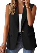 Mina Self 2025 Fall Women's Sleeveless Vest Blazer - Fully Lined Lightweight Fashion Casual Work Office Tops With Pockets