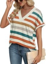 WIHOLL Womens Summer Tops Short Dolman Sleeve Shirts 2025 Fashion V Neck Outfits Clothes - Image 4