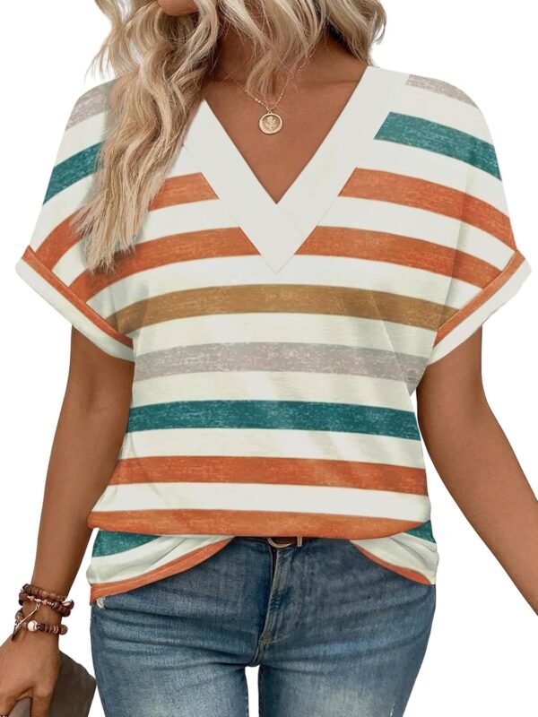 WIHOLL Womens Summer Tops Short Dolman Sleeve Shirts 2025 Fashion V Neck Outfits Clothes - Image 1