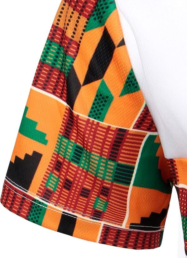 ZEROYAA Men's Africa Style T-Shirt and Shorts Set Mesh Tracksuit Dashiki Outfits - Image 5
