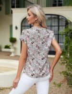 Blooming Jelly Women's Dressy Casual Tops Business Work Blouses White Button Down Shirts Cap Sleeve V Neck Tshirt - Image 5