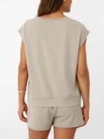 AUTOMET Womens Crew Neck Two Piece short Sets Cap Sleeve Drawstring Summer Sweatsuit with Pocket - Image 4