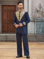 Pacinoble Mens African 2 Piece Set Metallic Traditional Suit Floral Printed Mens African Dashiki Shirt and Pants Outfit - Image 4