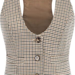 GRACE KARIN Women's Suit Vest Top, Dressy Casual Sleeveless Button Wasitcoat, Fromal Steampunk Blazer For Work Office